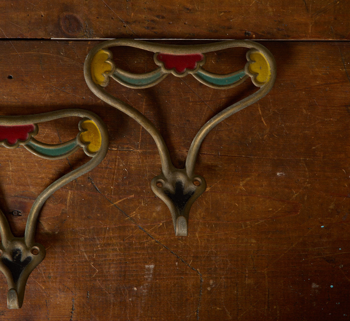 SET OF 3 ANTIQUE ITALIAN ART NOUVEAU WALL HOOKS