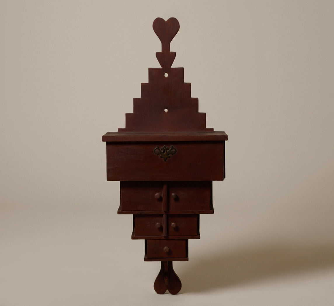 19TH CENTURY AMERICAN FOLK ART HANGING CABINET