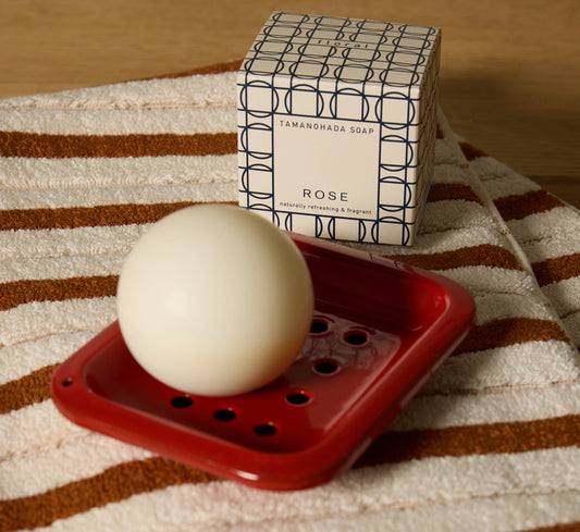 ENAMEL SOAP DISH IN CHILI RED BY BRITISH COLOUR STANDARD