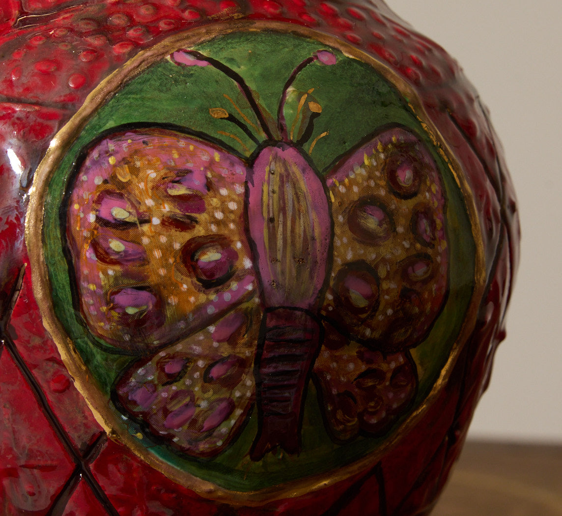 MOTH AND TIGER IN THE RED VASE BY TINA CHARAD