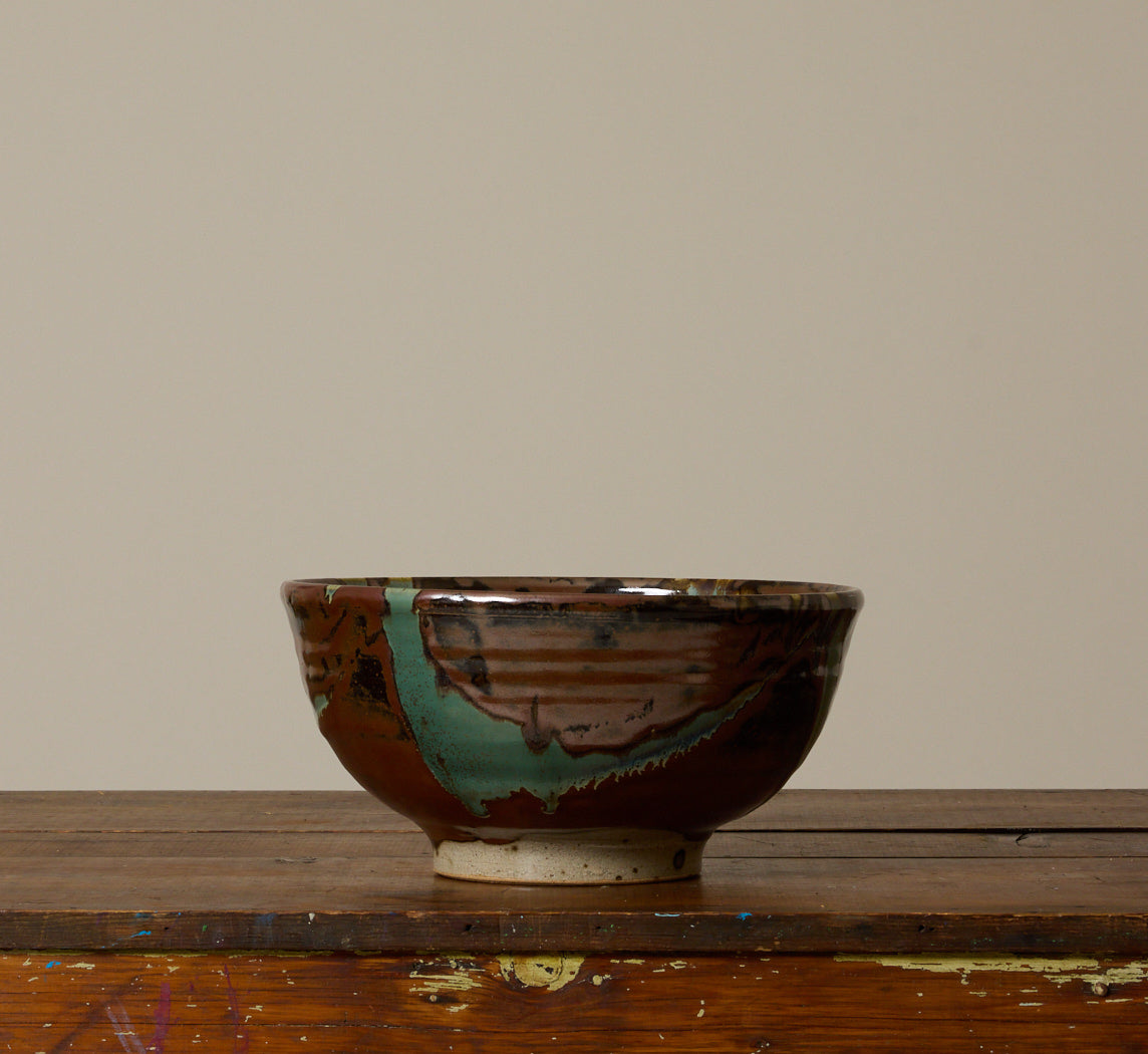 AMERICAN STUDIO ART TENMOKU GLAZED CENTERPIECE BOWL