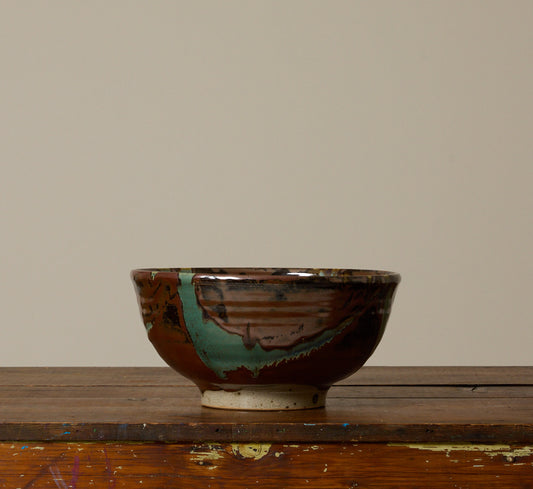 AMERICAN STUDIO ART TENMOKU GLAZED CENTERPIECE BOWL