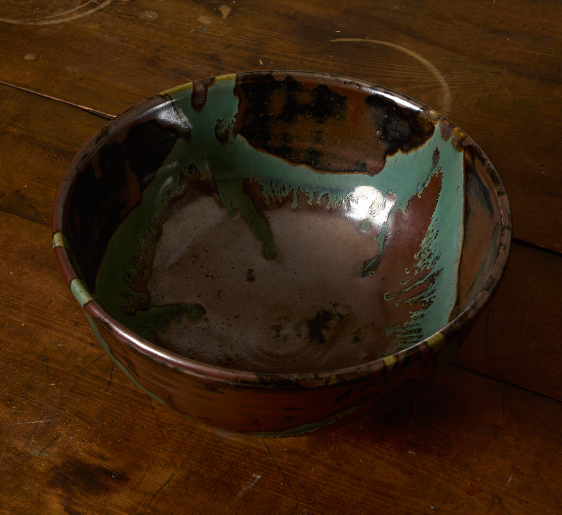 AMERICAN STUDIO ART TENMOKU GLAZED CENTERPIECE BOWL
