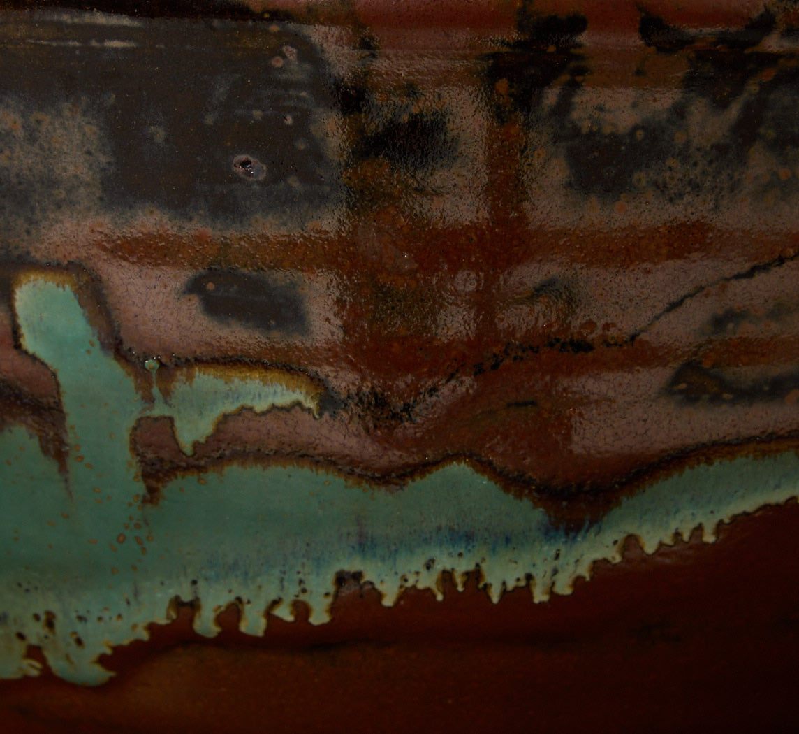 AMERICAN STUDIO ART TENMOKU GLAZED CENTERPIECE BOWL