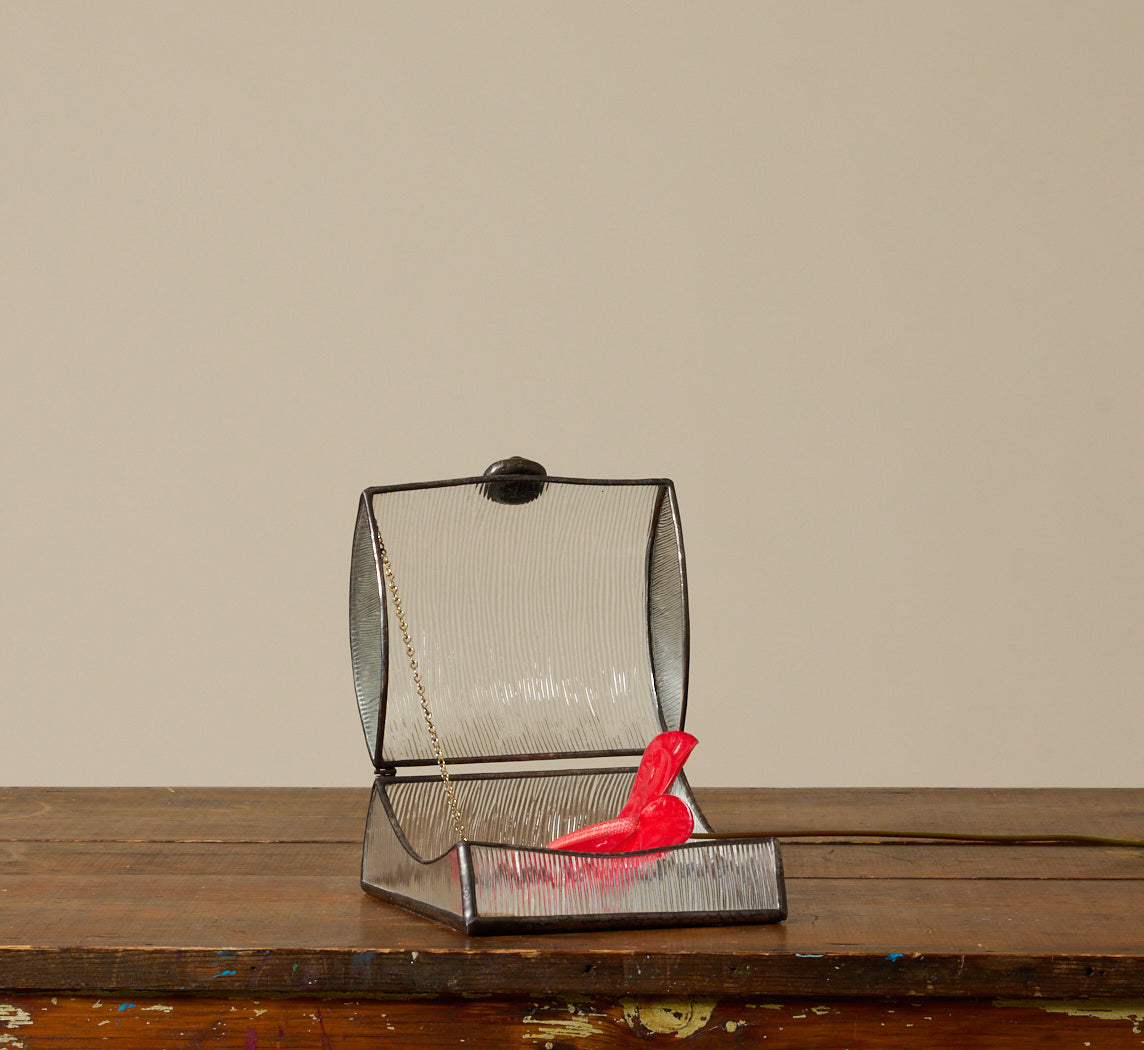 VINTAGE TEXTURED GLASS TRINKET BOX