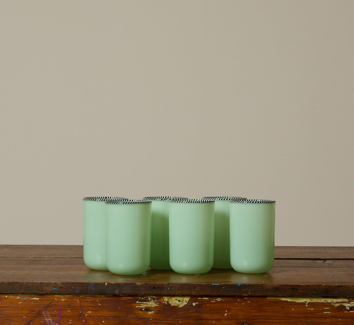 TALL JADE STRIPED RIM GLASS