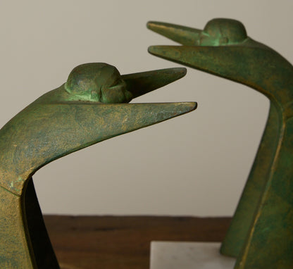 VINTAGE JAPANESE CAST IRON  TWINS BY SAEGUSA SOTARO