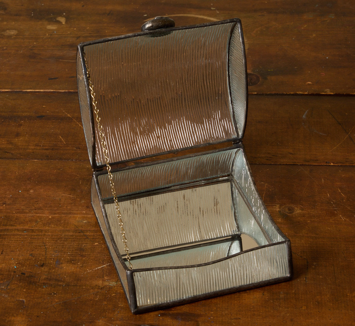 VINTAGE TEXTURED GLASS TRINKET BOX
