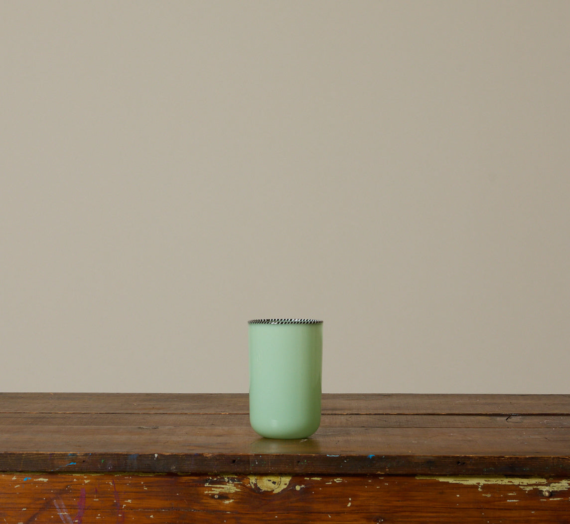 TALL JADE STRIPED RIM GLASS