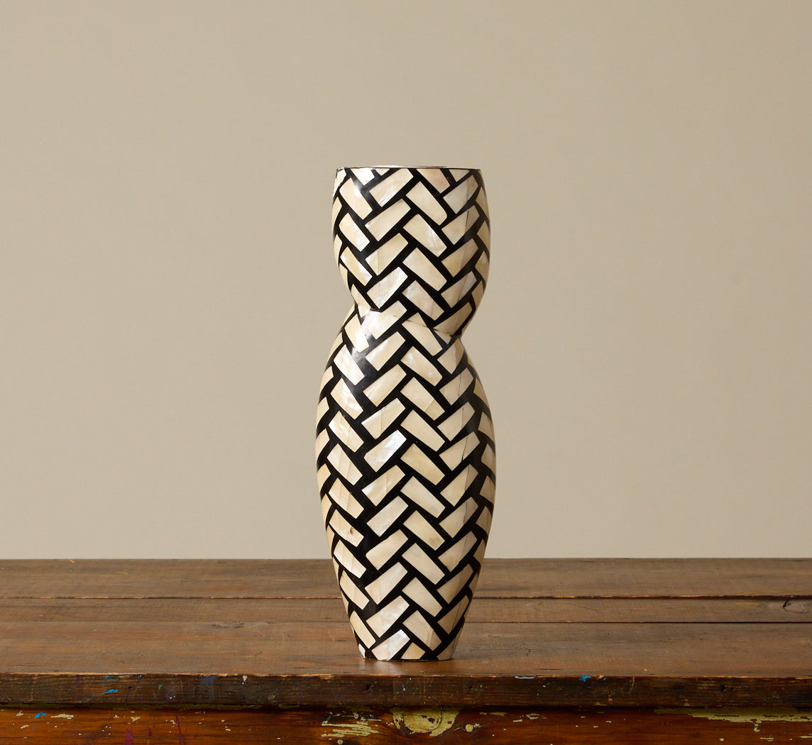 TESSELLATED MOTHER OF PEARL VASE