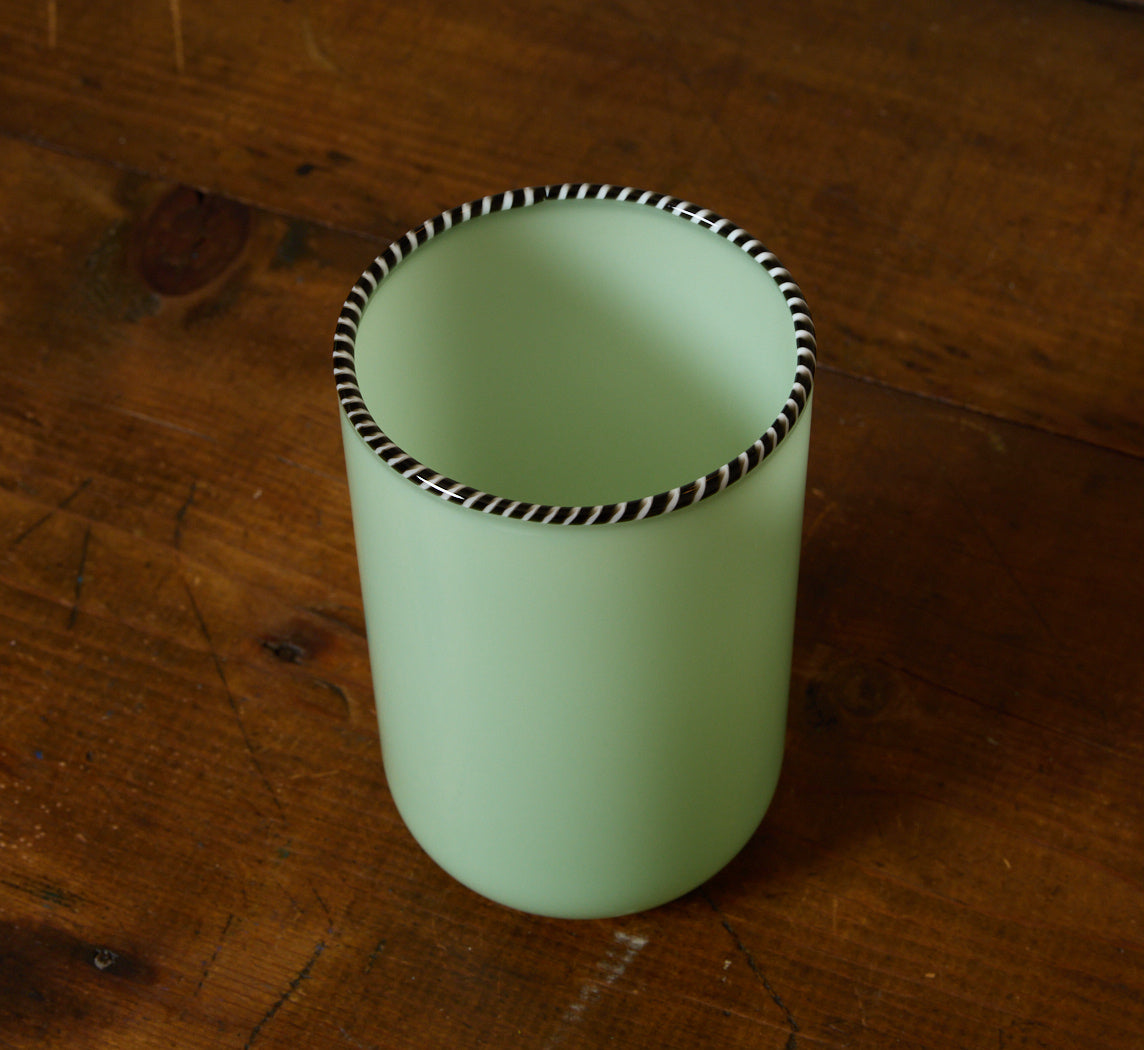 TALL JADE STRIPED RIM GLASS