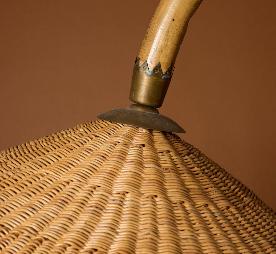 1950S ITALIAN MID CENTURY MODERN BAMBOO & BRASS ARC FLOOR LAMP