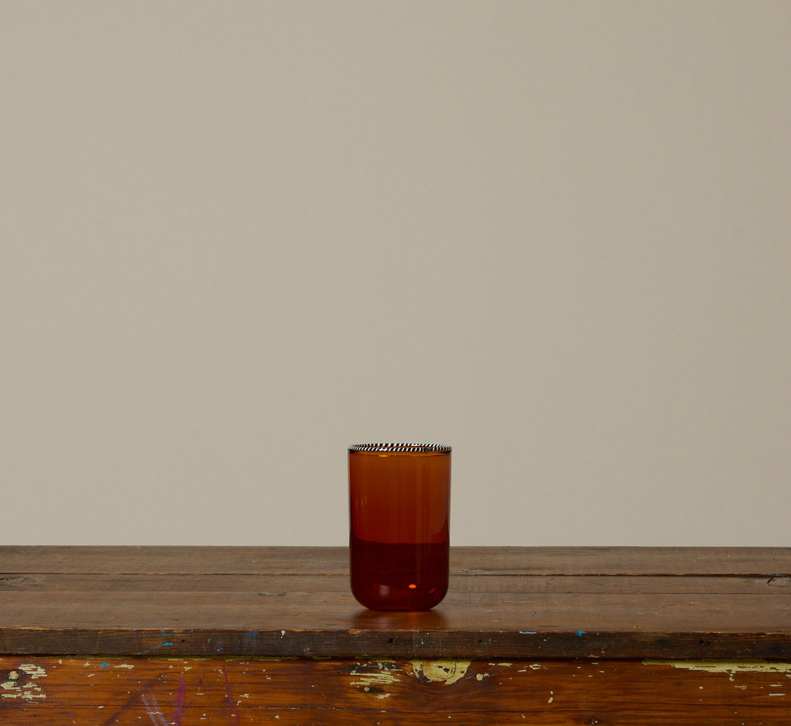 TALL AMBER STRIPED RIM GLASS