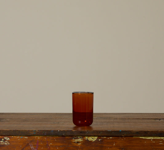 TALL AMBER STRIPED RIM GLASS