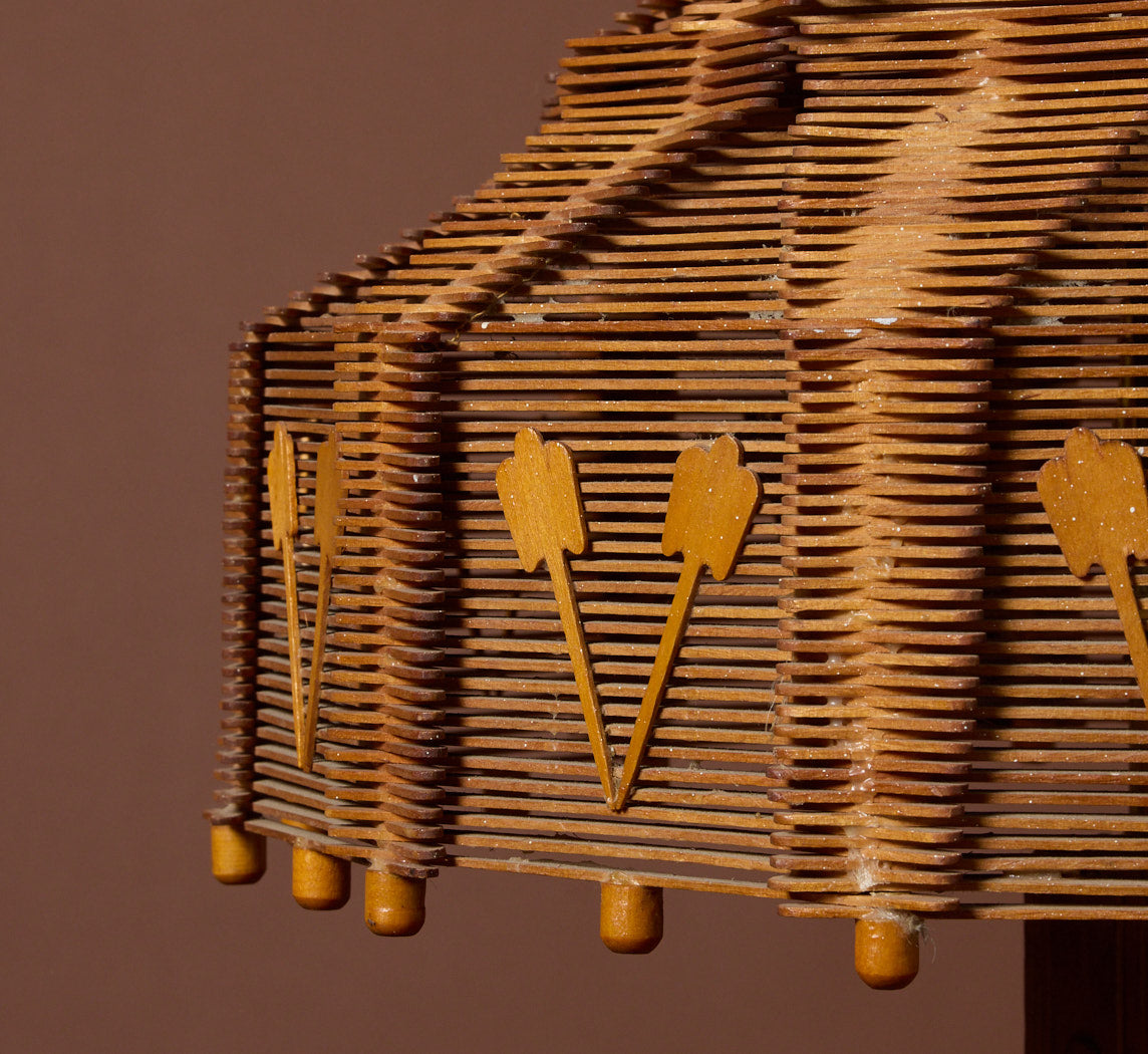 VINTAGE TRAMP ART POPSICLE STICK LAMP