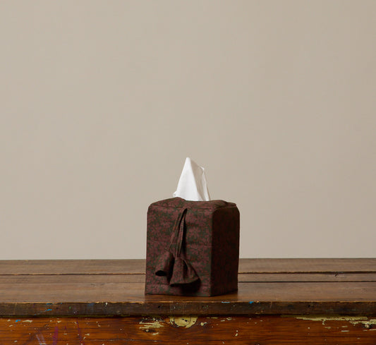 PIERCE & WARD EXPRESSIONIST FLORAL TISSUE BOX COVER WITH BELL FLOWER TASSEL