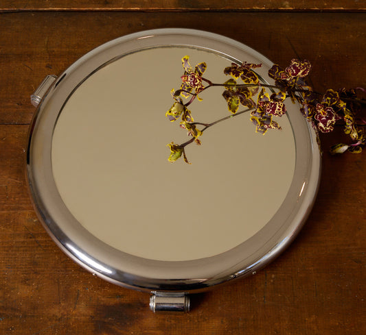 1930S FRENCH CHROME MIRRORED SERVING TRAY