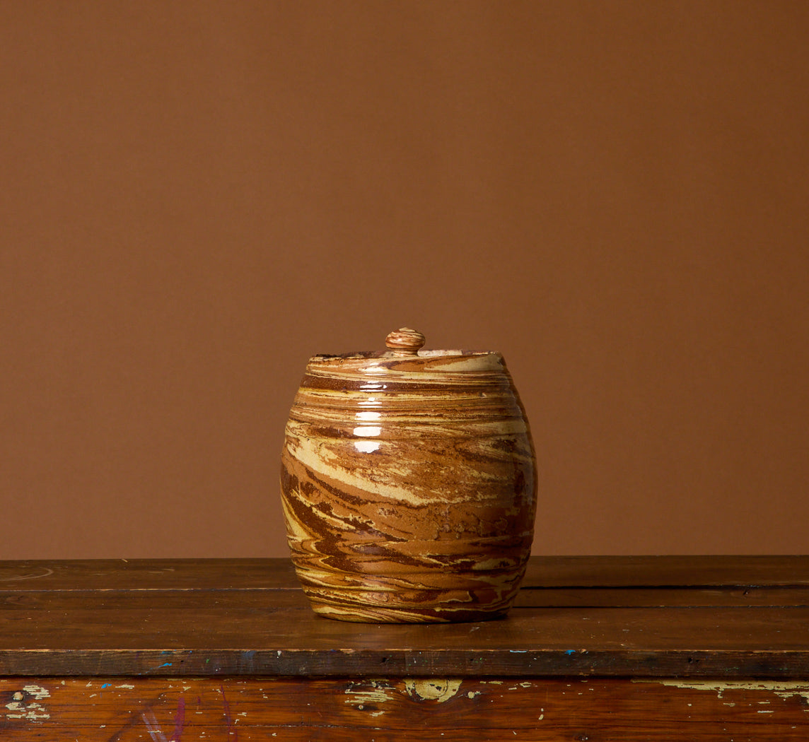 1890S MARBLED AGATEWARE JAR