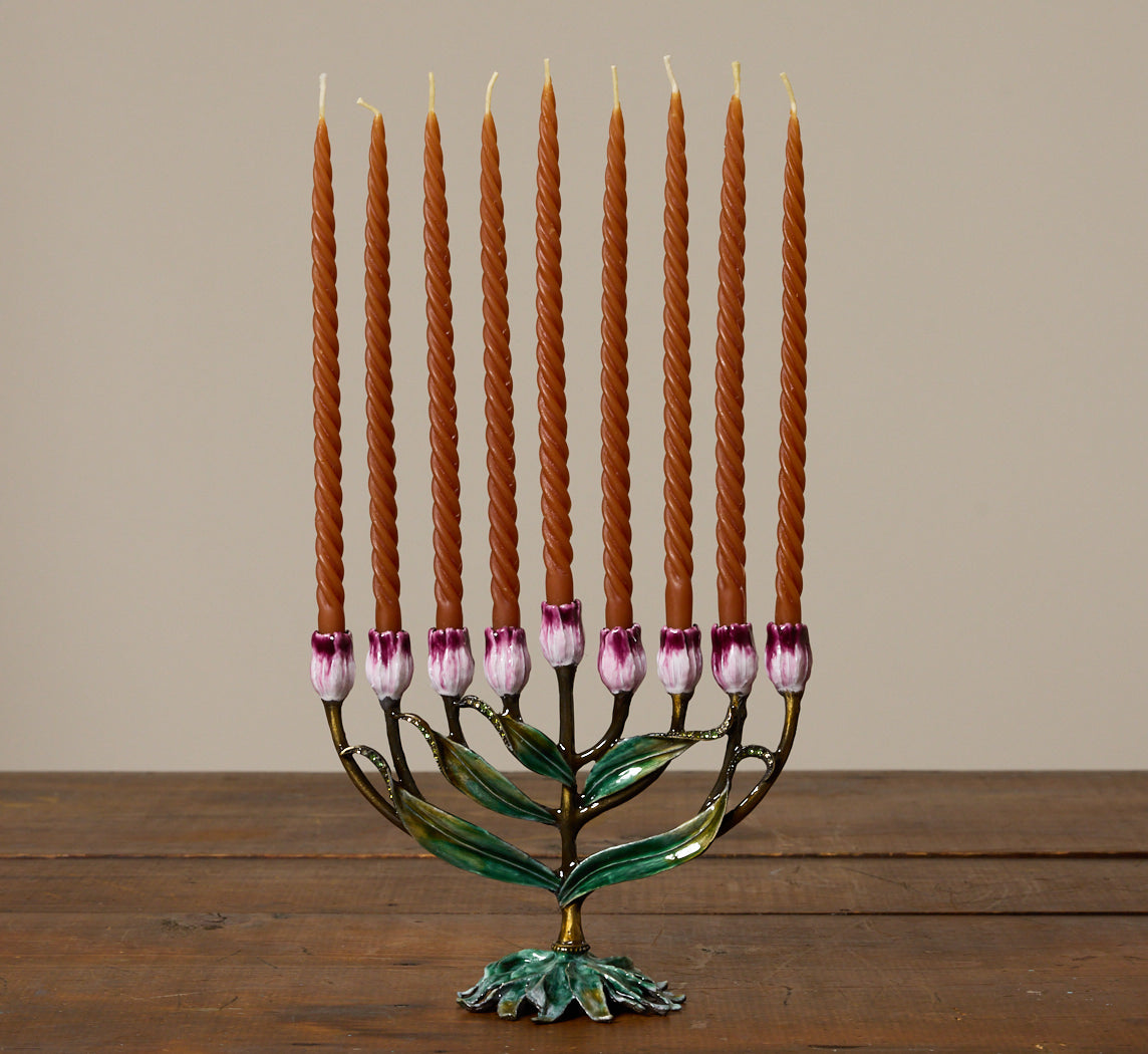 SET OF 9 PIERCE & WARD SWIRL MENORAH CANDLES CHOCOLATE