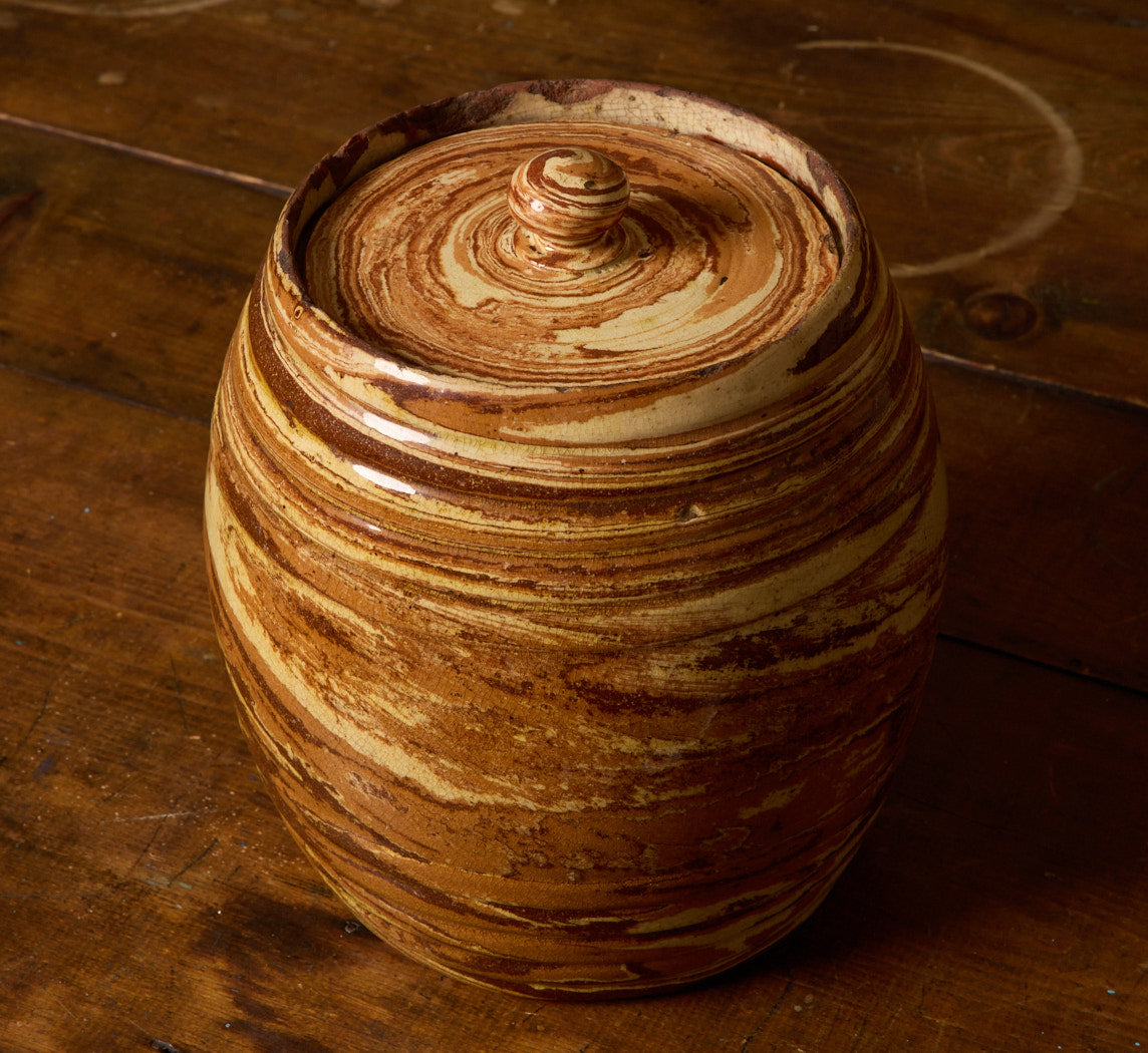 1890S MARBLED AGATEWARE JAR