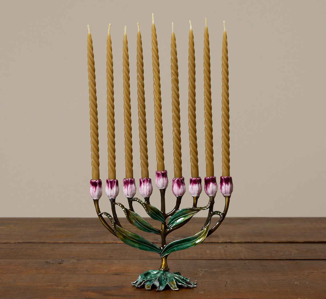 SET OF 9 PIERCE & WARD SWIRL MENORAH CANDLES TAUPE