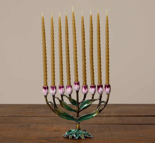SET OF 9 PIERCE & WARD SWIRL MENORAH CANDLES TAUPE