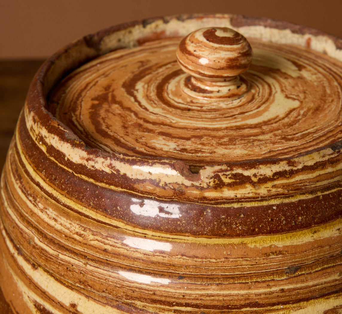 1890S MARBLED AGATEWARE JAR