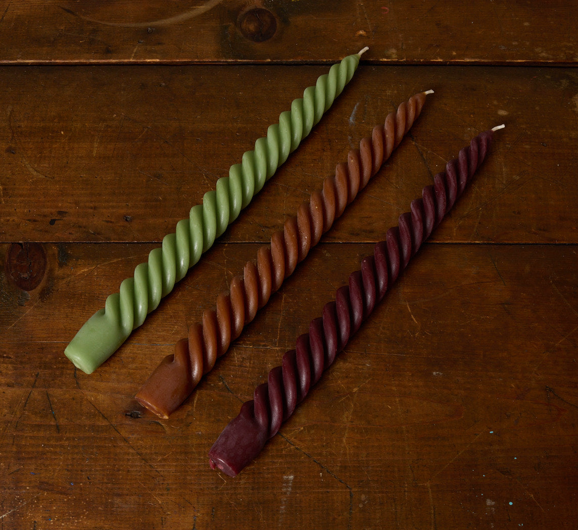 PAIR OF BEESWAX TAPER SWIVEL CANDLES