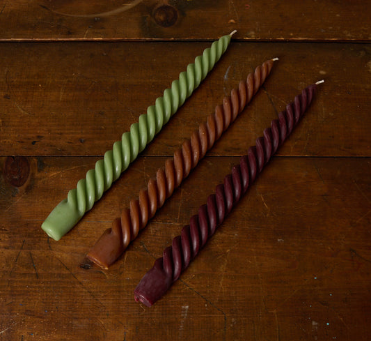 PAIR OF BEESWAX TAPER SWIVEL CANDLES