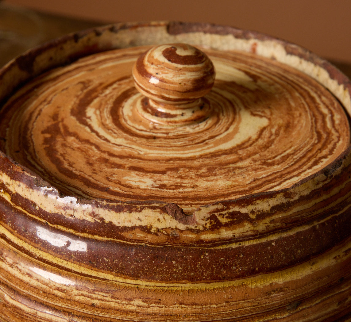 1890S MARBLED AGATEWARE JAR
