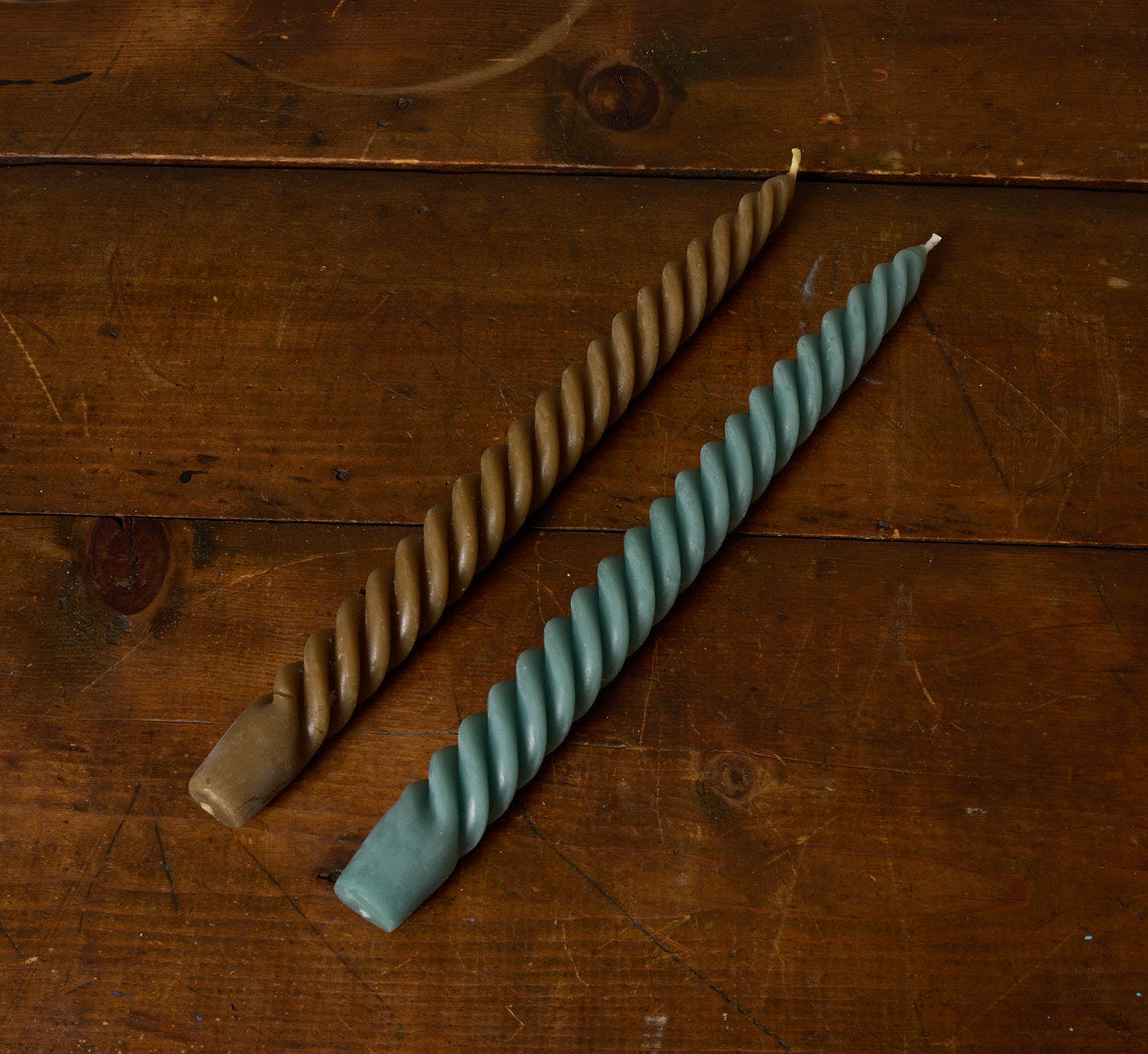 PAIR OF BEESWAX TAPER CANDLES