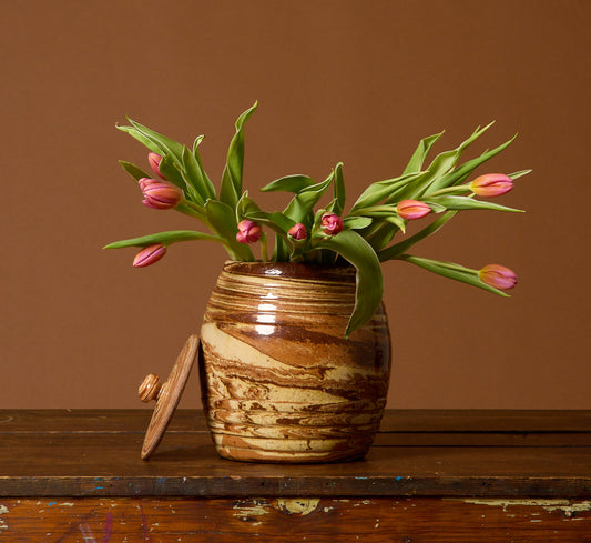 1890S MARBLED AGATEWARE JAR