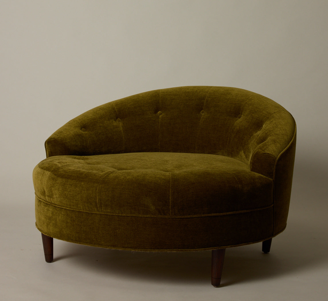 PIERCE & WARD CUDDLE CHAIR IN OLIVE CHENILLE