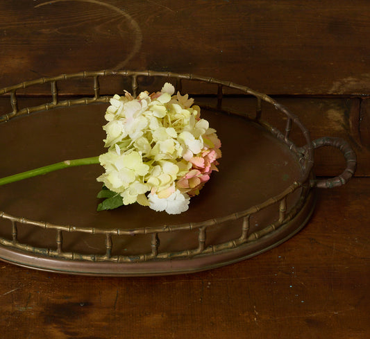 MIDCENTURY BRASS BAMBOO OVAL SERVING TRAY