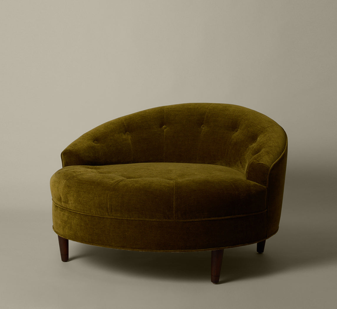 PIERCE & WARD CUDDLE CHAIR IN OLIVE CHENILLE