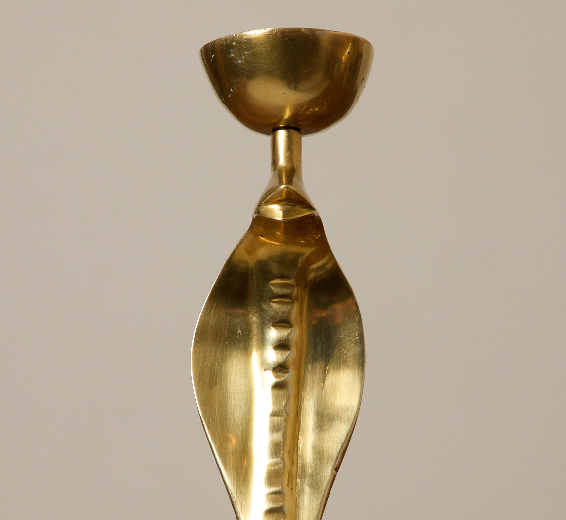 PAIR OF VINTAGE BRASS KING COBRA CANDLESTICK HOLDERS I