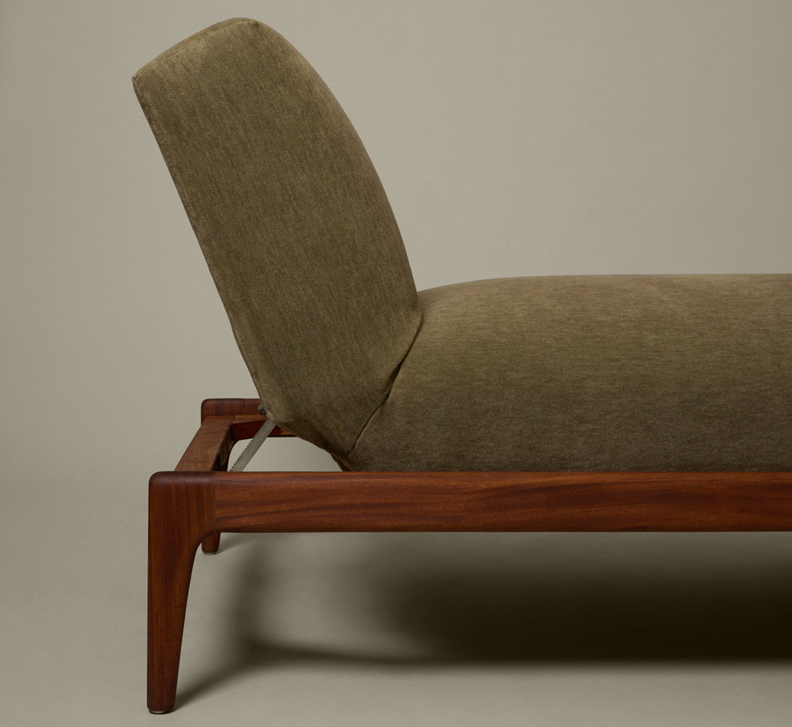 1950S DANISH TEAK DAYBED IN SAGE GREEN MOHAIR