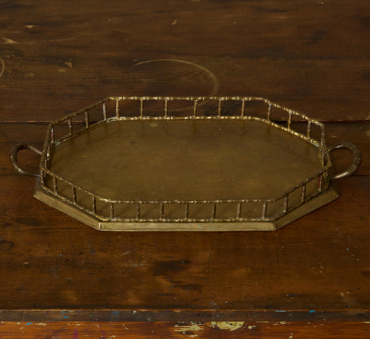 VINTAGE BRASS BAMBOO TRAY