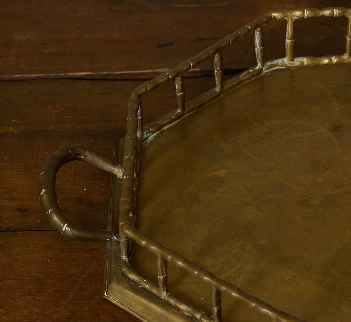 VINTAGE BRASS BAMBOO TRAY