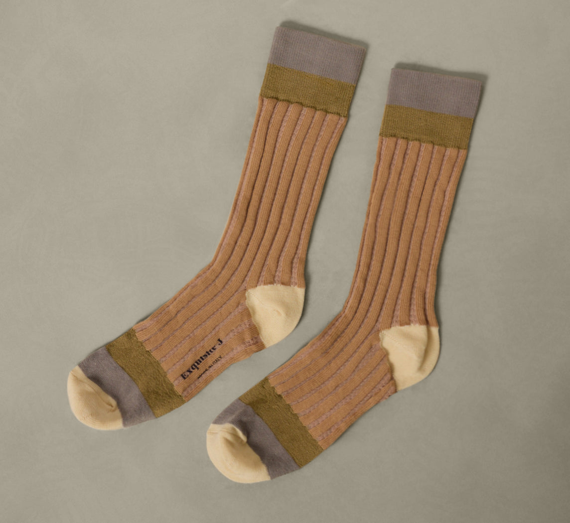 EXQUISITE J SOCKS IN ALMOND