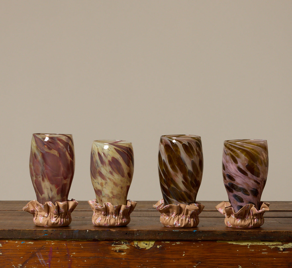 PIERCE AND WARD GLASS SLIPPER COASTER IN DECO BOUQUET