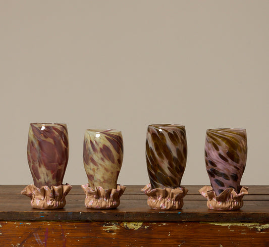 PIERCE AND WARD GLASS SLIPPER COASTER IN DECO BOUQUET