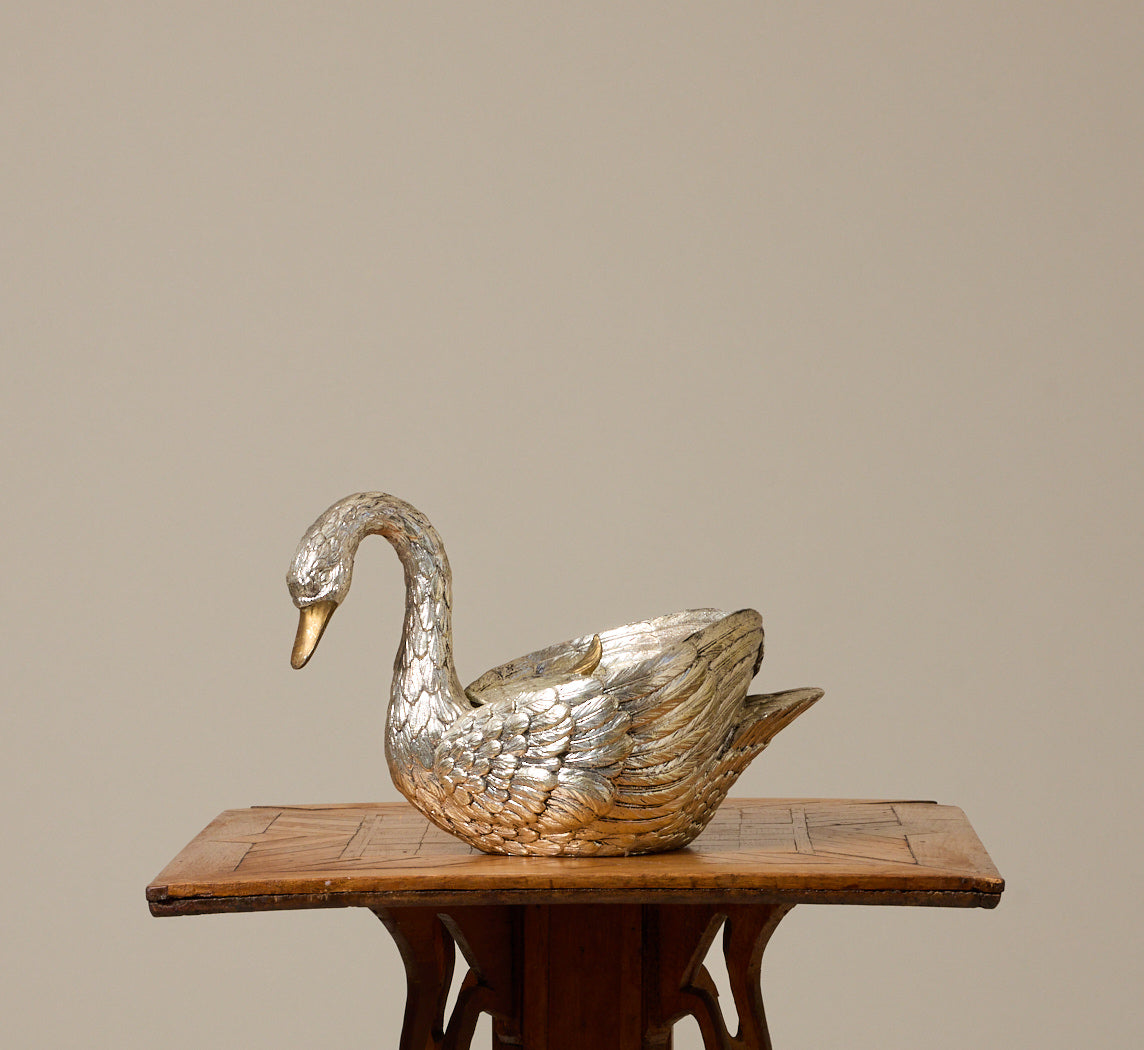 1970S ITALIAN SILVER SWAN ICE BUCKET BY MAURO MANETTI