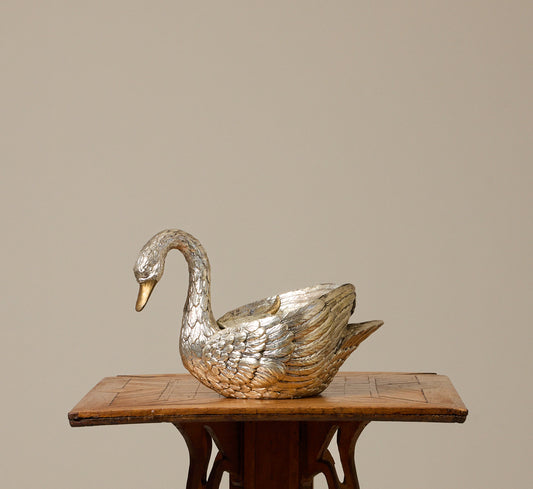 1970S ITALIAN SILVER SWAN ICE BUCKET BY MAURO MANETTI
