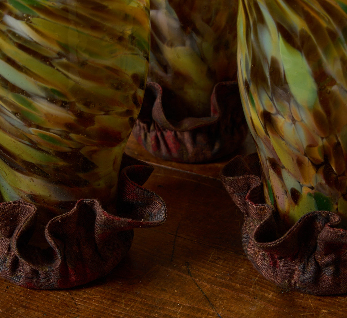 PIERCE AND WARD GLASS SLIPPER COASTER IN TWIGGY BROWN FLORAL