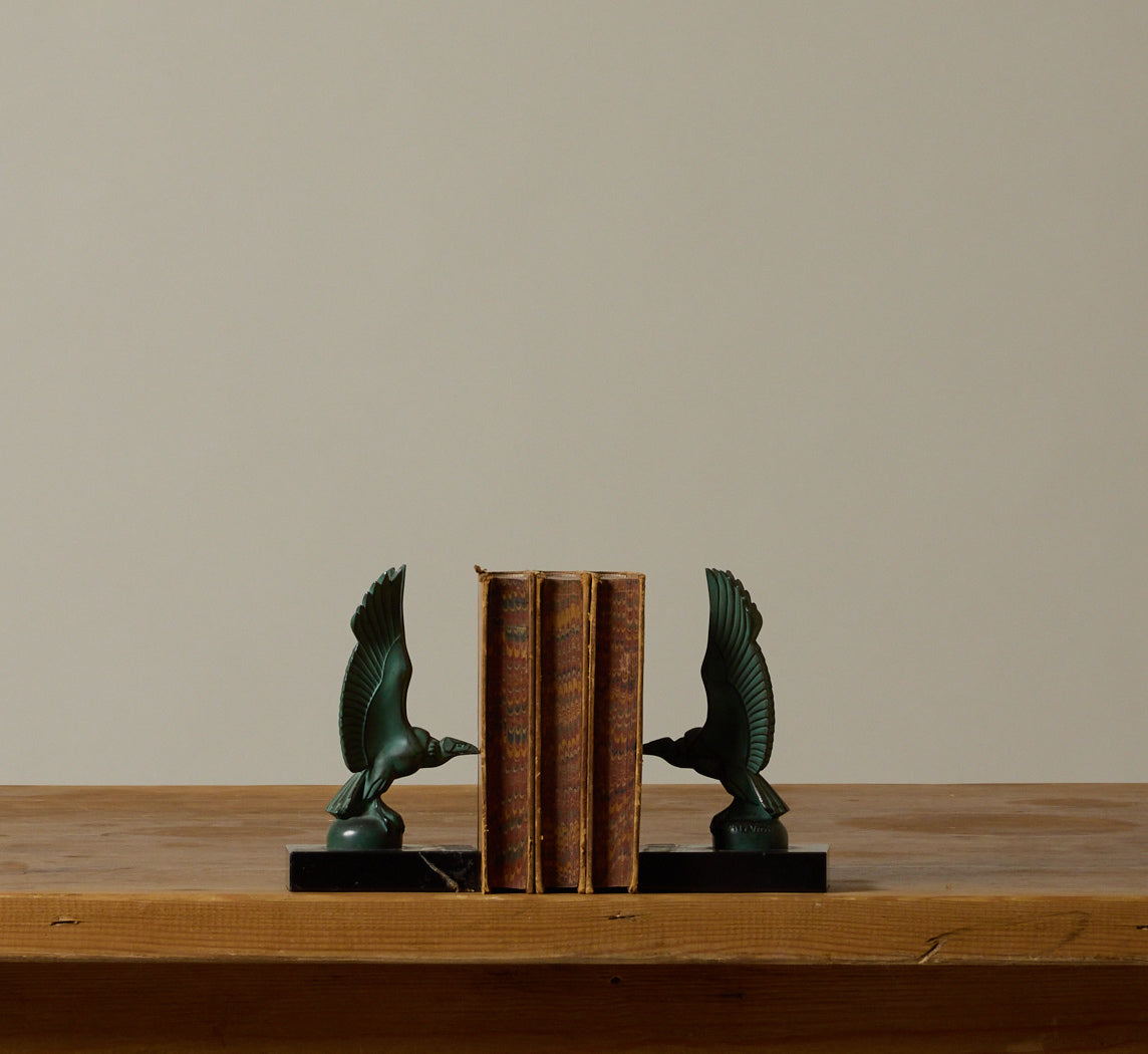 ART DECO VULTURE BOOKENDS BY MAX LE VERRIER
