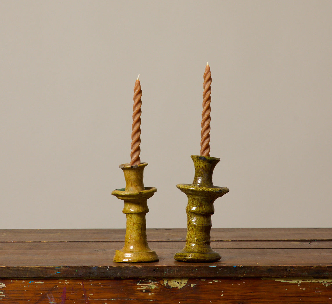 SMALL TAMEGROUTE CANDLESTICK HOLDER IN OCHER