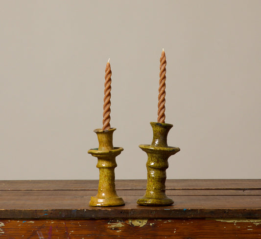 SMALL TAMEGROUTE CANDLESTICK HOLDER IN OCHER