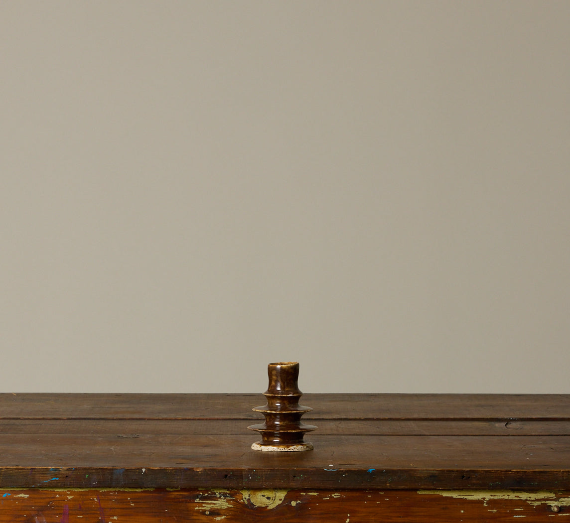 CERAMIC BROWN CANDLESTICK HOLDER