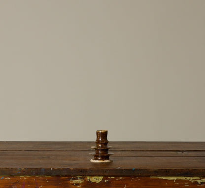 CERAMIC BROWN CANDLESTICK HOLDER